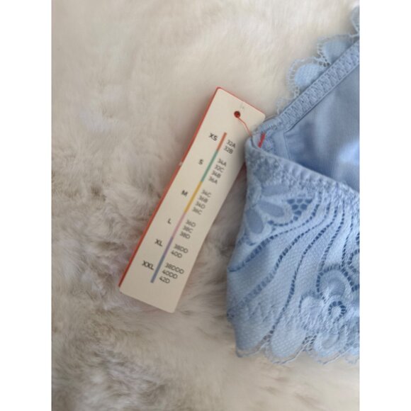 Colsie sz XS Blue High Neck Lace Bralette Bra Lace Overlay Halter Tank - Picture 6 of 7